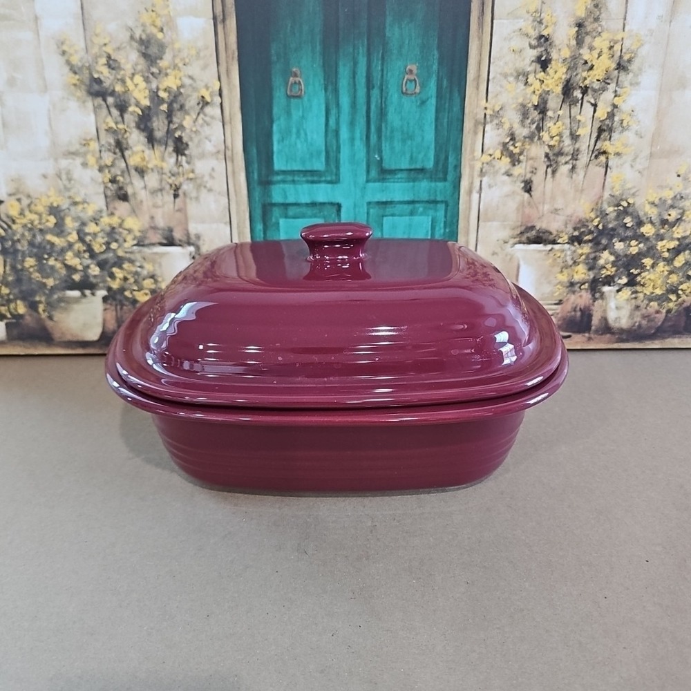 Pampered Chef 3.1Qt 3L Cranberry Deep Covered Baker Roaster Dutch Oven Stoneware